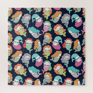 Mermaids: whimsical seamless pattern. jigsaw puzzle