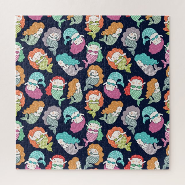 Mermaids: whimsical seamless pattern. jigsaw puzzle (Vertical)