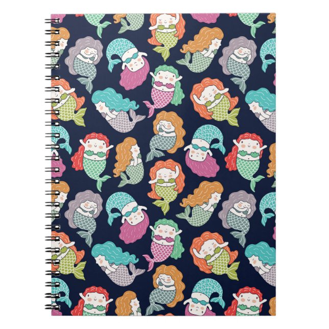 Mermaids: whimsical seamless pattern. notebook (Front)