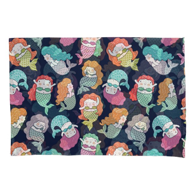 Mermaids: whimsical seamless pattern. pillowcase (Front)