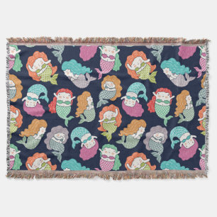 Mermaids: whimsical seamless pattern. throw blanket