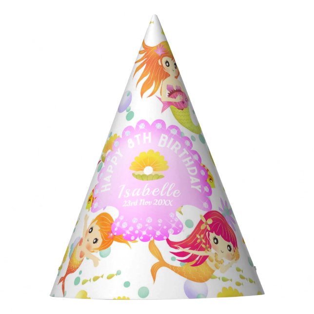 Mermaids White Party Hat (Front)