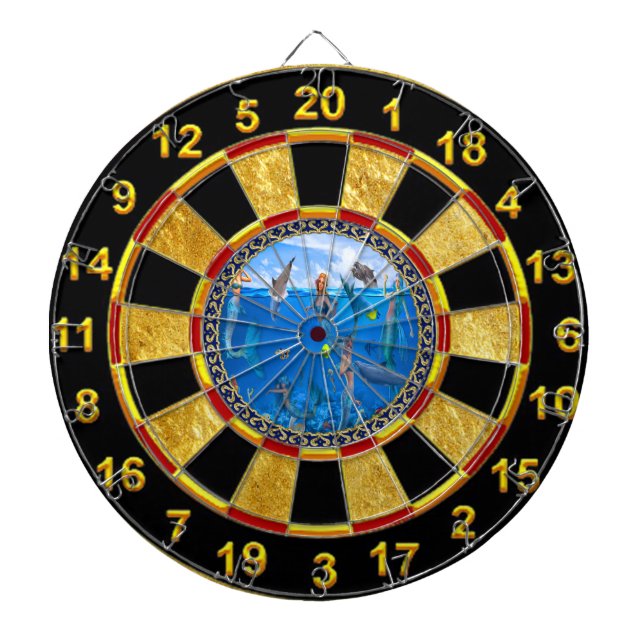 Mermaids with dolphins dartboard (Front)
