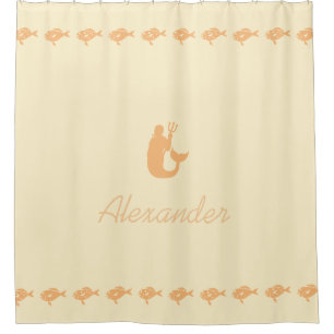 Merman and Fish Peach Maritime Symbols with Name