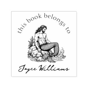 Merman Book Lover Gift 'From the Library Of' Book Self-inking Stamp