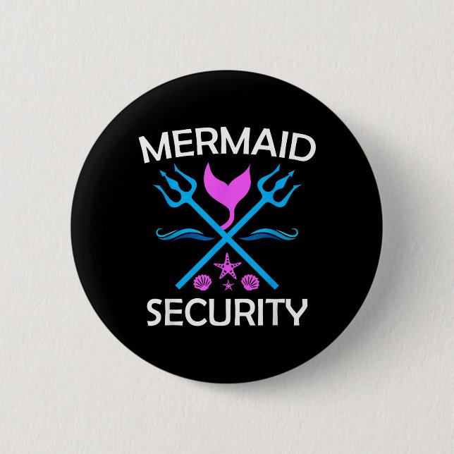 Merman Mermaid Security 2 Inch Round Button (Front)