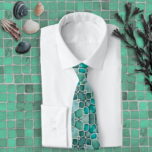 Merman Sea-Glass Green Teal & Aqua Ocean Themed Tie (Creator Uploaded)