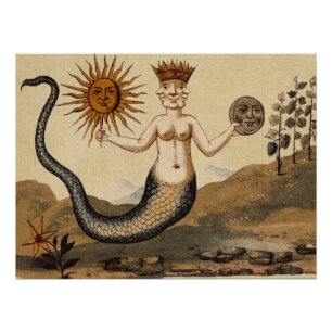 Merman Sun and Moon Symbol Perfect Poster