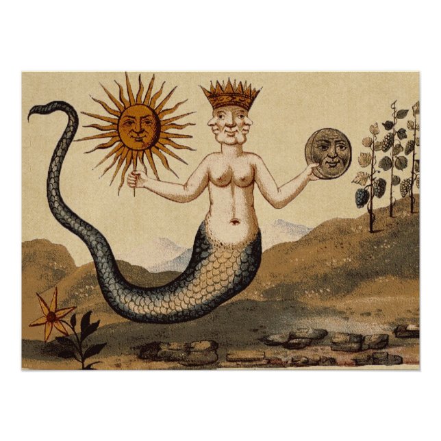 Merman Sun and Moon Symbol Perfect Poster (Front)