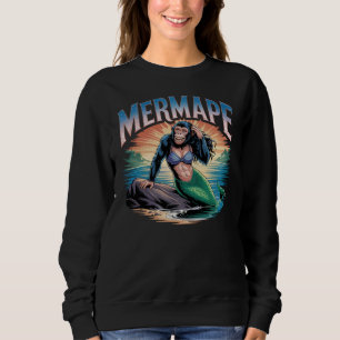 Mermape Illustration – Mermaid Ape Funny Animal Sweatshirt