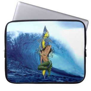 MerMarilyn Mermaid Surfboard Tropical Wave Laptop Sleeve
