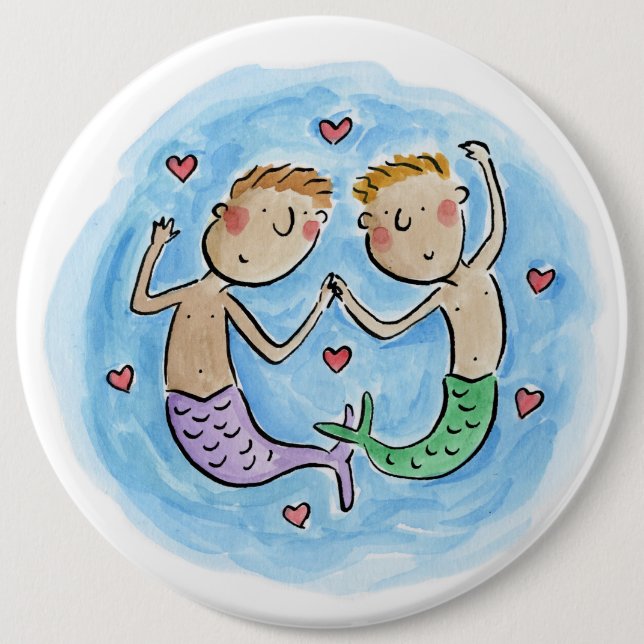 Mermen 6 Inch Round Button (Front)