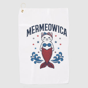 Mermeowica Patriotic Cat Mermaid Shirt Design_1 Golf Towel