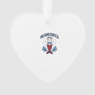 Mermeowica Patriotic Cat Mermaid Shirt Design_1 Ornament