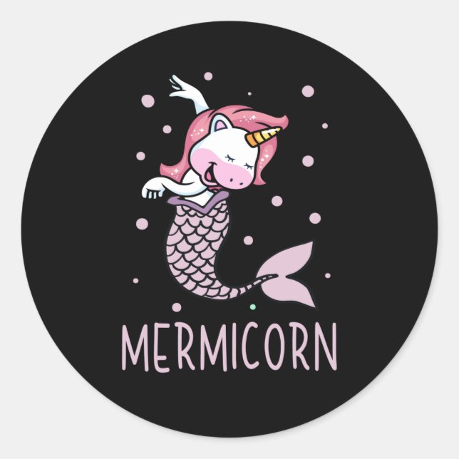 Mermicorn Unicorn Mermaid Mythical Creature Classic Round Sticker (Front)