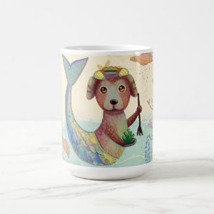 mermid dog watercolor kids coffee mug