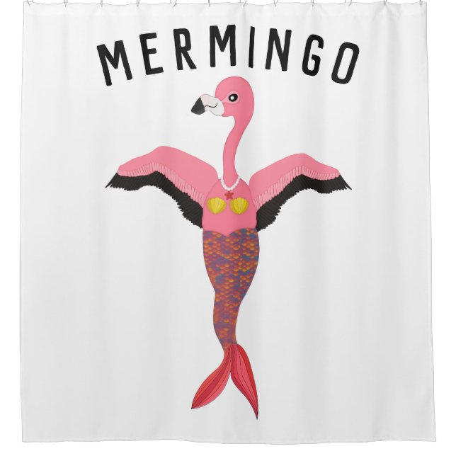 Mermingo drôle : Rideau de douche à Flamant rose-s (Devant)