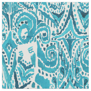 #MERMLIFE Aqua Nautical Mermaid Tribal Ikat Fabric