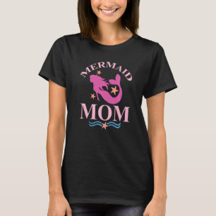 Mermom Mermaid Mom Ocean Beach Pool Party Pink T-Shirt