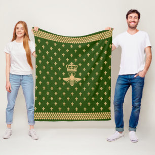 Merovingian Fleur-de-lis and Royal Bee Fleece Blanket
