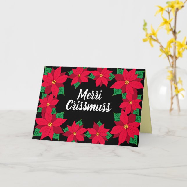 Merri Crissmuss Caribbean Poinsettia Christmas Card (Yellow Flower)