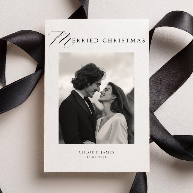 Merried Christmas Elegant Modern Holiday Wedding Announcement (Creator Uploaded)