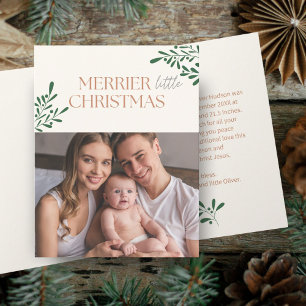 Merrier Little Christmas One Photo Greenery Card