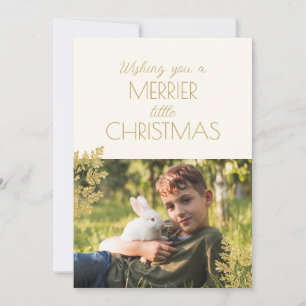 Merrier Little Christmas One Photo Pet Rabbit  Holiday Card