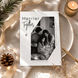 Merrier Together  Creative Family Photo Christmas  Card