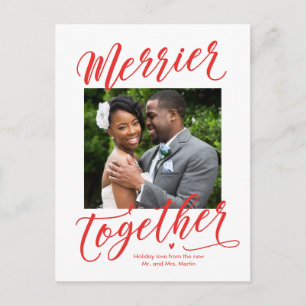 Merrier Together Family Newlywed Holiday Postcard
