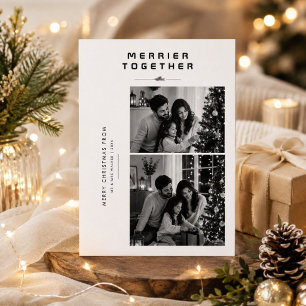 Merrier Together Two Clean Photo Family Christmas Card