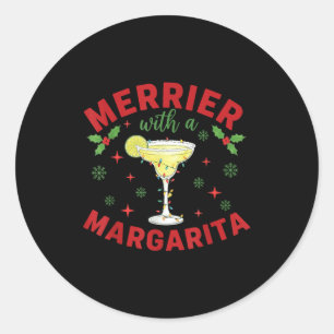 Merrier With A Margarita Christmas  Classic Round Sticker