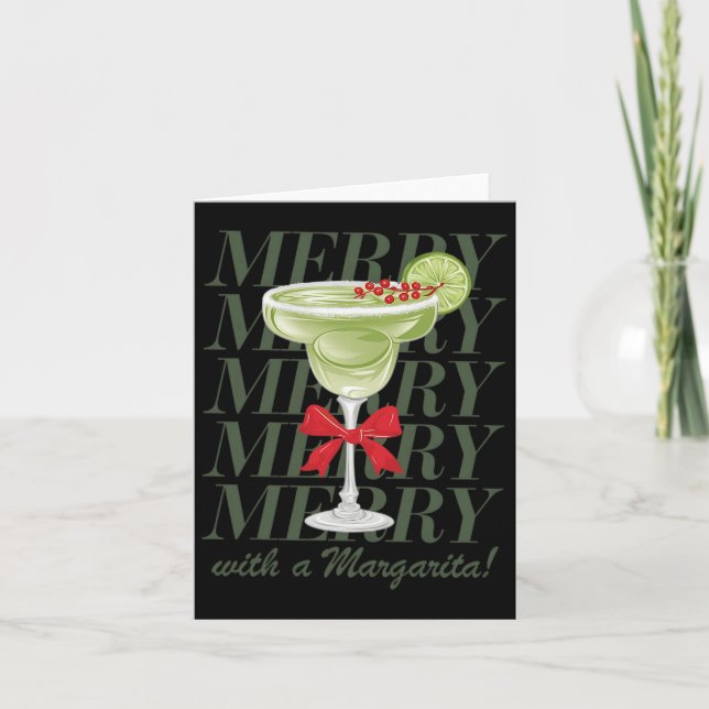 Merrier With A Margarita Christmas Drinking Margar Card (Front)