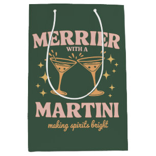 Merrier with a Martini Christmas Cocktail Holiday Medium Gift Bag