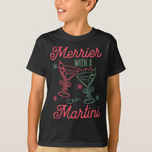 Merrier With A Martini Christmas Tail Xmas Martini T-Shirt