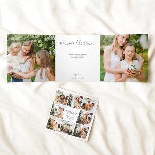Merriest Christmas 12 Photo White Tri-Fold Holiday Card
