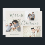 Merriest Christmas 3 Photo Collage Holiday Card<br><div class="desc">This multi-photo collage holiday card is festive,  stylish,  and completely customizable. Personalize with your own photos and text. Comes with a matching polka-dot pattern on the back.</div>