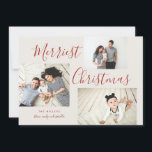 Merriest Christmas 3 Photo Collage Holiday Card<br><div class="desc">This multi-photo collage holiday card is festive,  stylish,  and completely customizable. Personalize with your own photos and text. Comes with a matching polka-dot pattern on the back.</div>