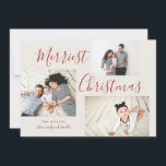 Merriest Christmas 3 Photo Collage Holiday Card<br><div class="desc">This multi-photo collage holiday card is festive,  stylish,  and completely customizable. Personalize with your own photos and text. Comes with a matching polka-dot pattern on the back.</div>