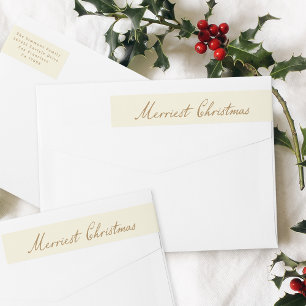 Merriest Christmas Cream Holiday Return Address Wrap Around Label