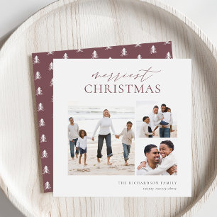 Merriest Christmas Elegant 3 Photo Collage Holiday Card