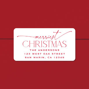 Merriest Christmas Elegant Holiday Return Address Label