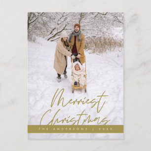 Merriest Christmas Family Photo, Cozy Greeting Postcard