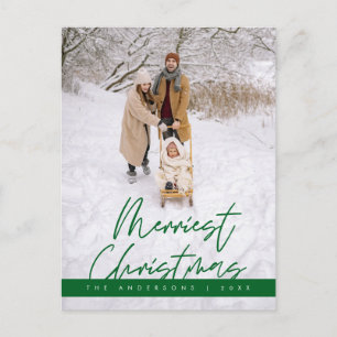 Merriest Christmas Family Photo, Cozy Greeting Postcard