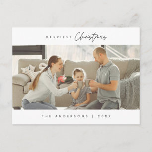 Merriest Christmas Family Photo, Modern Cozy Postcard