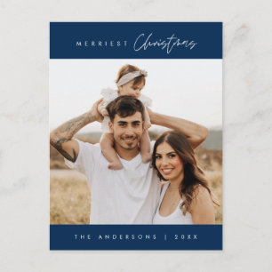 Merriest Christmas Family Photo, Modern Cozy Postcard