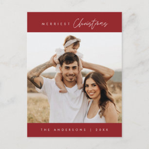 Merriest Christmas Family Photo, Modern Cozy Postcard