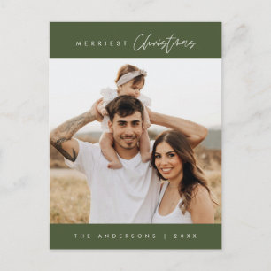 Merriest Christmas Family Photo, Modern Cozy Postcard