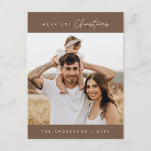 Merriest Christmas Family Photo, Modern Cozy Postcard