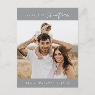 Merriest Christmas Family Photo, Modern Cozy Postcard
